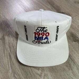 VTG 1990 NBA Finals Portland Trailbalzers Snapback Hat NBA Basketball White Cap